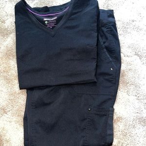 Black Purple Label Yoga (Healing Hands) Scrubs